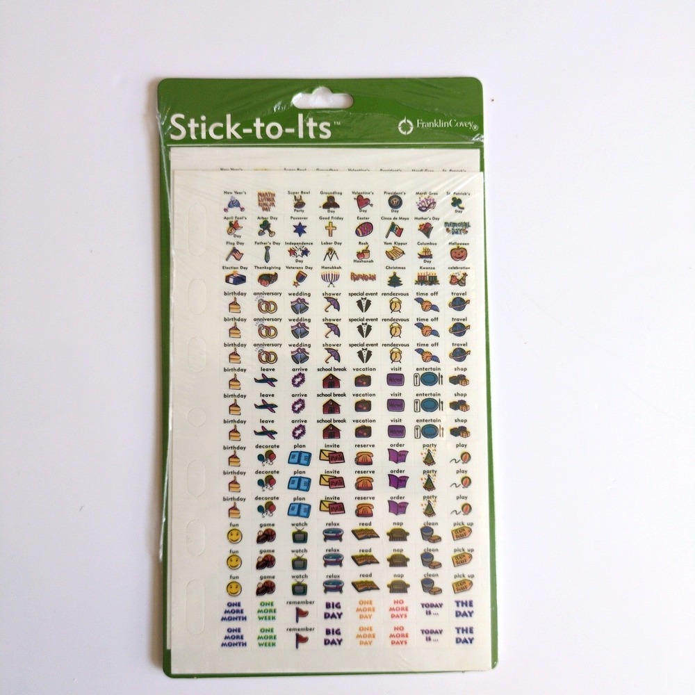 Vtg Franklin Covey Planner Stickers Multicolor Stick-to-Its Holiday 2 Sheets